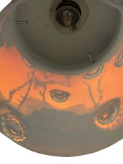 Mid-Century Modern Murano Pendant Lamp, Bronze & Milk Glass, 1960s